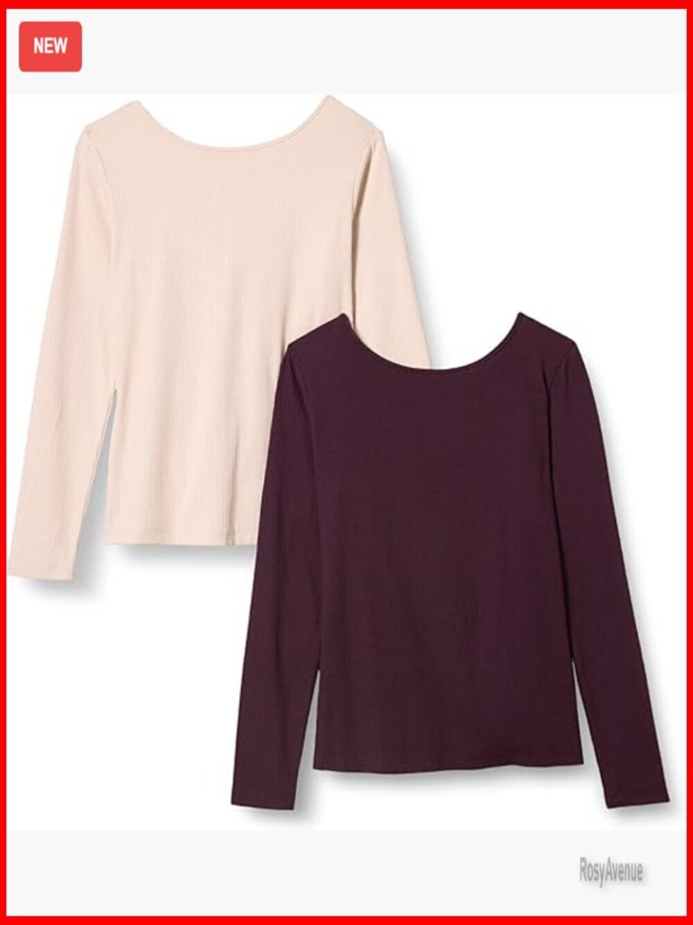 Slim Fit Rib Knit Scoop Back Long Sleeve T-Shirt Women's Top